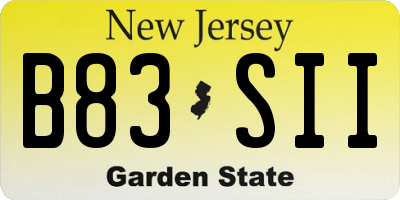 NJ license plate B83SII