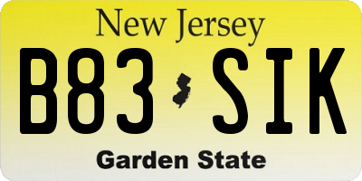 NJ license plate B83SIK
