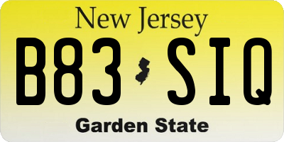 NJ license plate B83SIQ