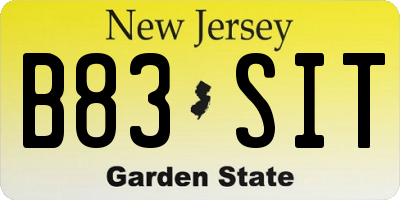 NJ license plate B83SIT