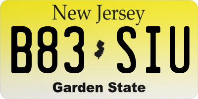 NJ license plate B83SIU