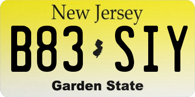 NJ license plate B83SIY