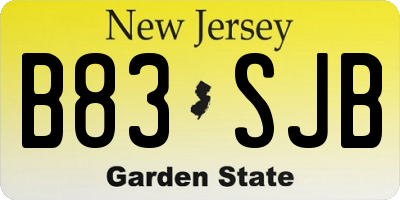 NJ license plate B83SJB