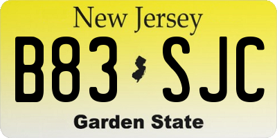 NJ license plate B83SJC