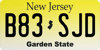 NJ license plate B83SJD