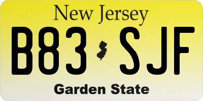 NJ license plate B83SJF