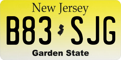 NJ license plate B83SJG