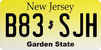 NJ license plate B83SJH