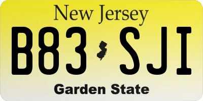 NJ license plate B83SJI