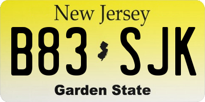 NJ license plate B83SJK