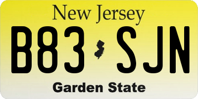 NJ license plate B83SJN