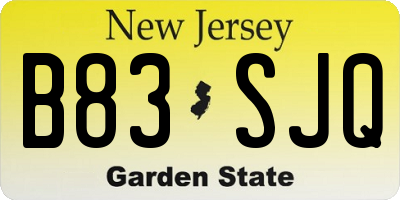 NJ license plate B83SJQ