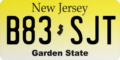 NJ license plate B83SJT