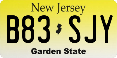 NJ license plate B83SJY