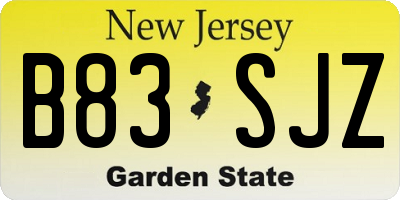 NJ license plate B83SJZ