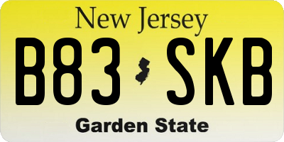 NJ license plate B83SKB