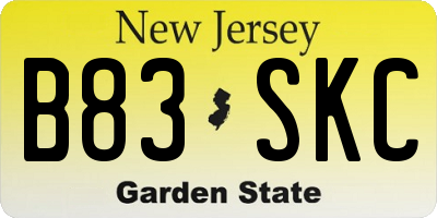 NJ license plate B83SKC
