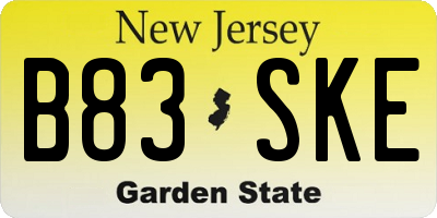NJ license plate B83SKE