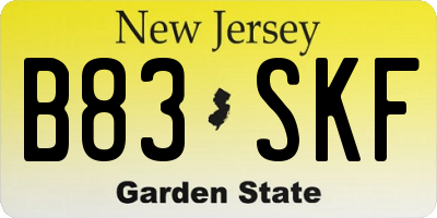 NJ license plate B83SKF