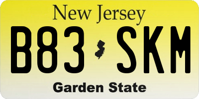 NJ license plate B83SKM