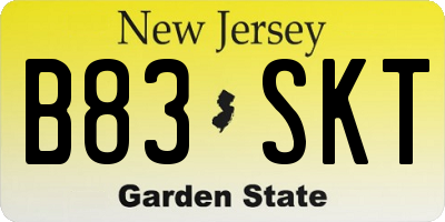 NJ license plate B83SKT