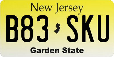 NJ license plate B83SKU
