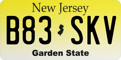 NJ license plate B83SKV