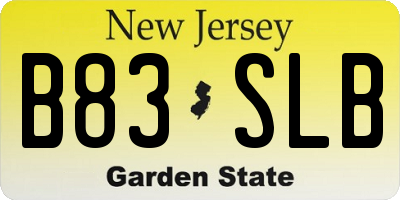NJ license plate B83SLB