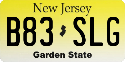 NJ license plate B83SLG