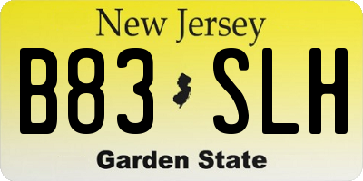 NJ license plate B83SLH