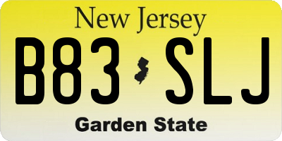 NJ license plate B83SLJ