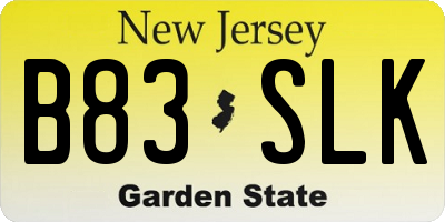 NJ license plate B83SLK