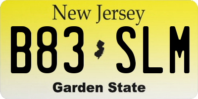 NJ license plate B83SLM