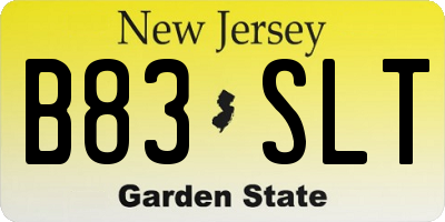 NJ license plate B83SLT