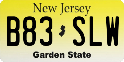 NJ license plate B83SLW