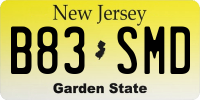 NJ license plate B83SMD