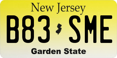 NJ license plate B83SME