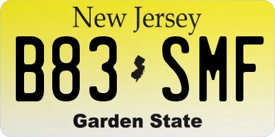 NJ license plate B83SMF