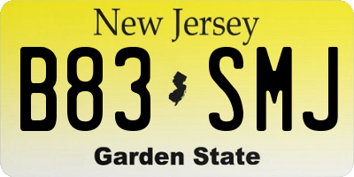 NJ license plate B83SMJ