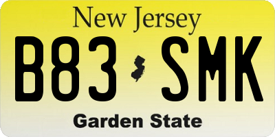 NJ license plate B83SMK