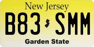 NJ license plate B83SMM
