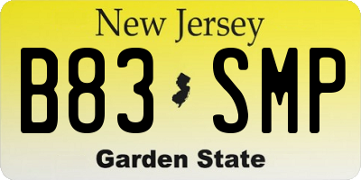 NJ license plate B83SMP