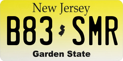 NJ license plate B83SMR