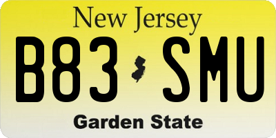 NJ license plate B83SMU