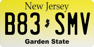 NJ license plate B83SMV