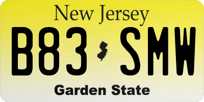 NJ license plate B83SMW