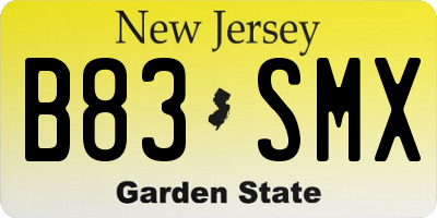 NJ license plate B83SMX
