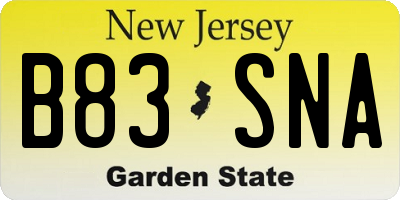 NJ license plate B83SNA