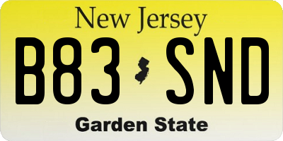 NJ license plate B83SND