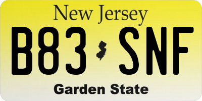 NJ license plate B83SNF